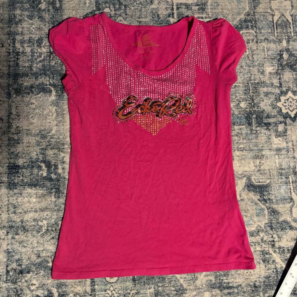 Ecko Red Hot Pink Rhinestone-Embellished T-Shirt
